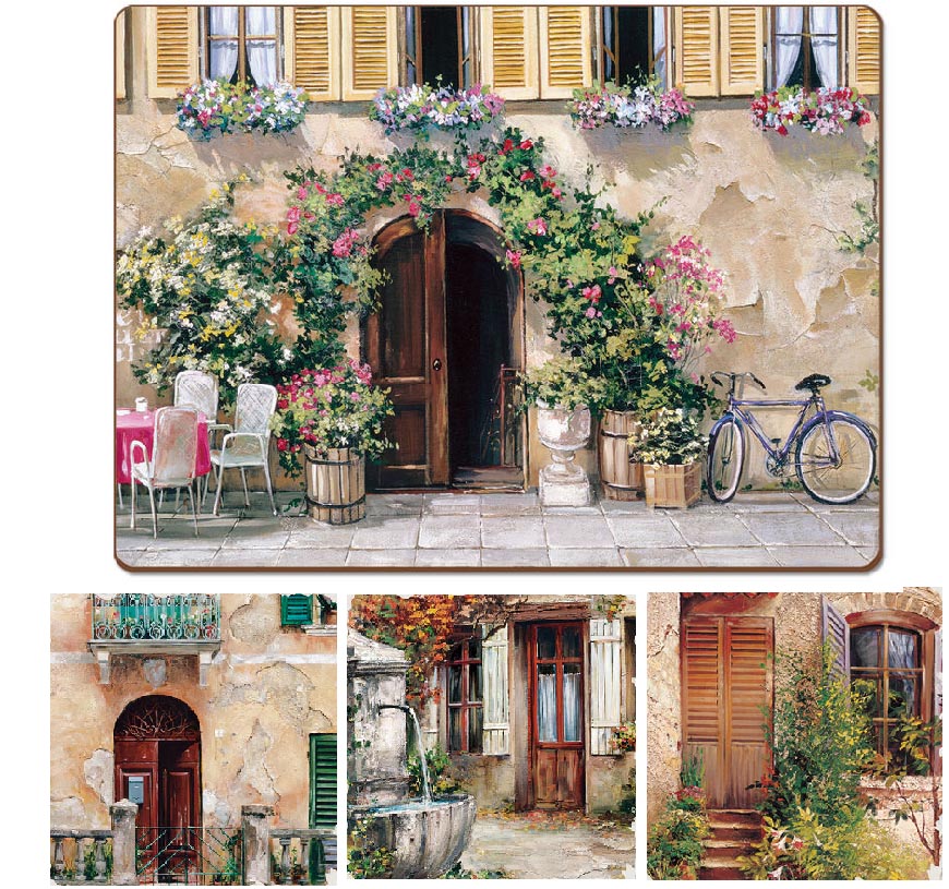 *4 CorkBack Hardboard Placemats Tuscan Doorways