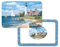 * . 4 Beach Nautical-Lighthouse Mural Plastic Placemats