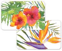 * 4 Colorful Tropical Paradise Floral Plastic Placemats