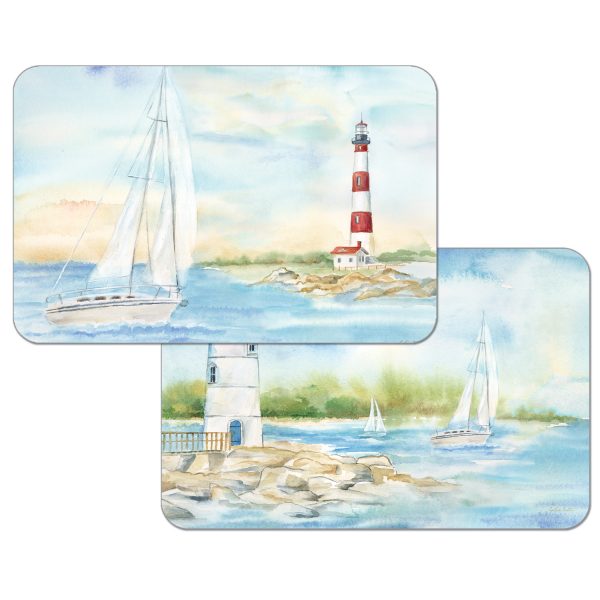 ! Beach Coastal 4 Lighthouse Scene Plastic Placemats