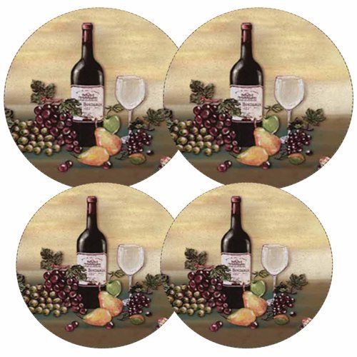 ~ Grape Wine Bottle Round Stove Burner Covers